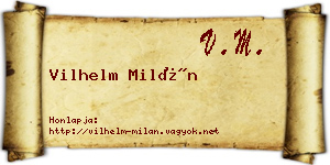 Vilhelm Milán névjegykártya