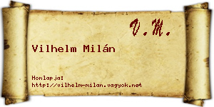 Vilhelm Milán névjegykártya